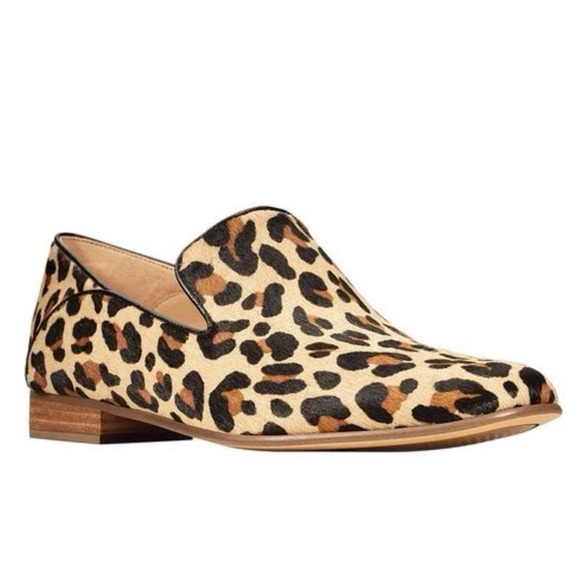 Clark’s 6 Pure Viola Loafers Animal Print Leopard Calf Hair Leather Women’s Shoe - Picture 1 of 10